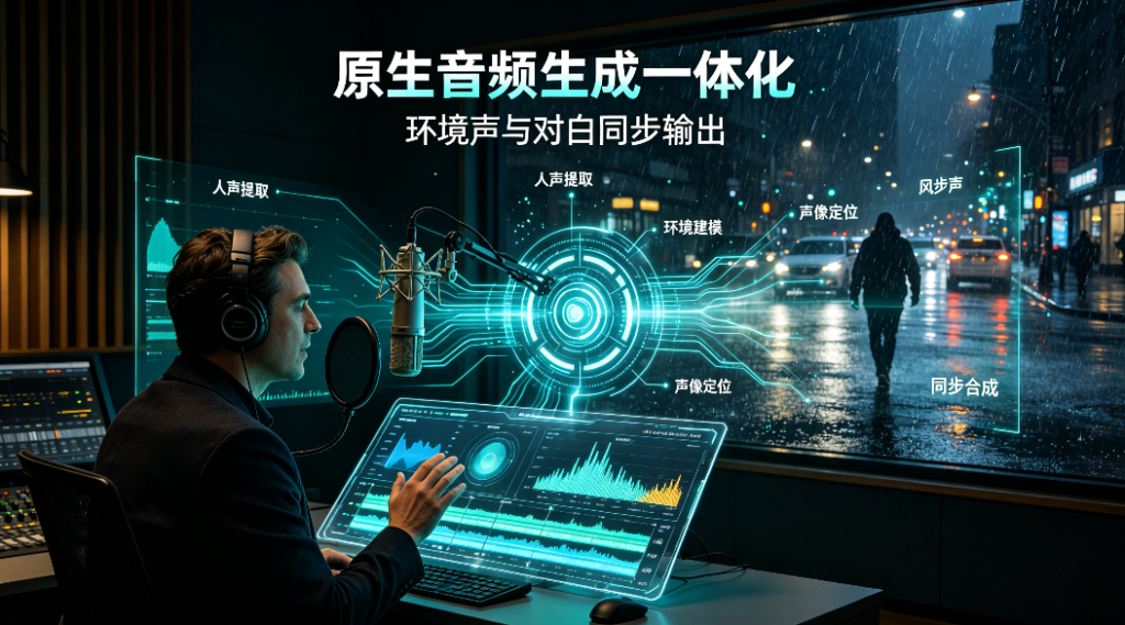 原生音频生成一体化，环境声与对白同步输出