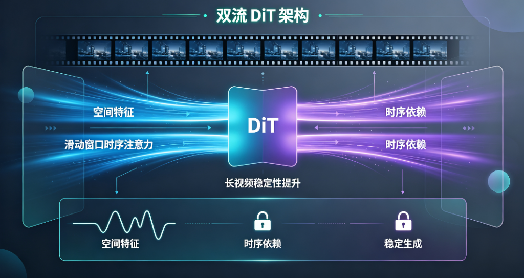 双流 DiT 架构持续优化，滑动窗口时序注意力提升长视频稳定性