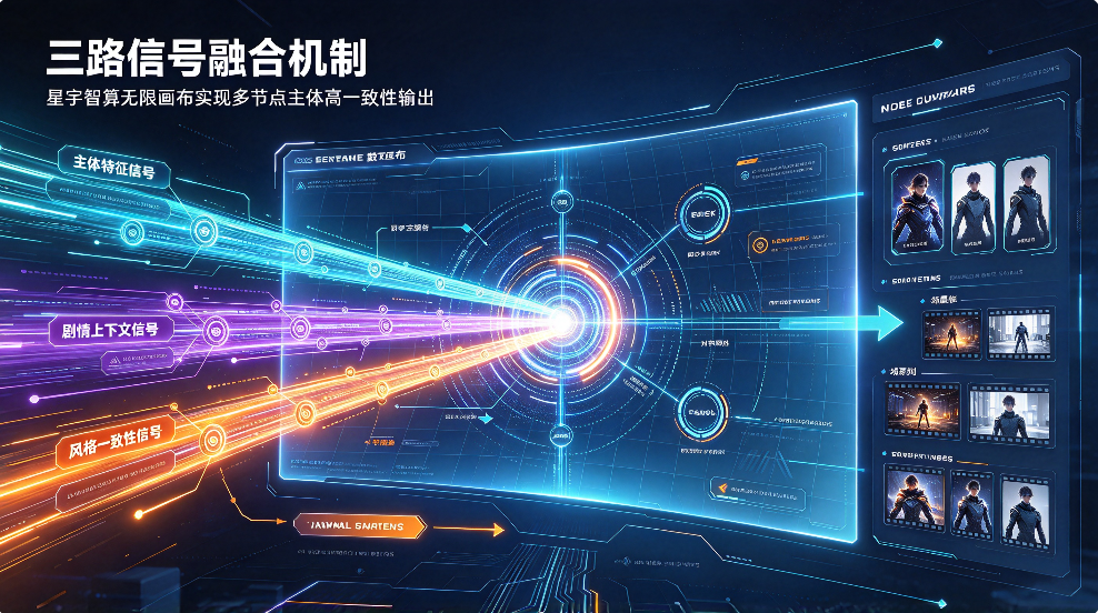 三路信号融合机制：星宇智算无限画布实现多节点主体高一致性输出