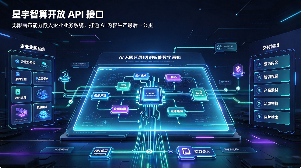 星宇智算开放 API 接口：无限画布能力嵌入企业业务系统，打通 AI 内容生产 “最后一公里”