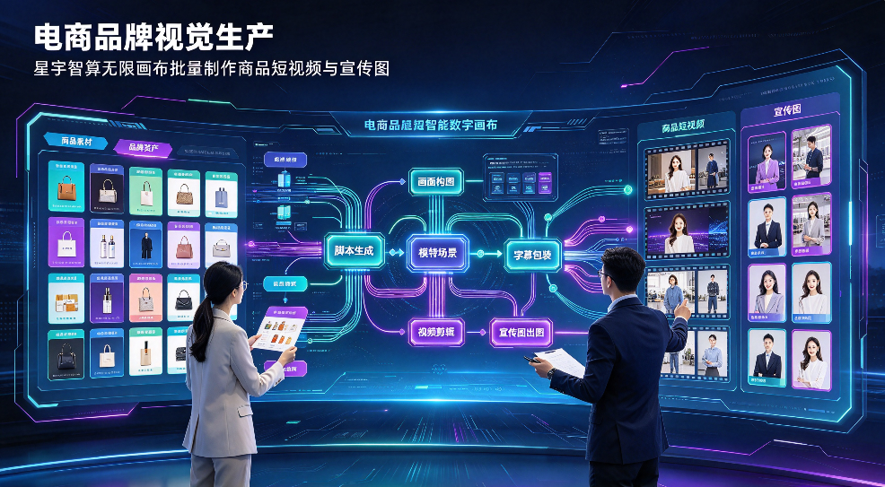 电商品牌视觉生产：星宇智算无限画布批量制作商品短视频与宣传图