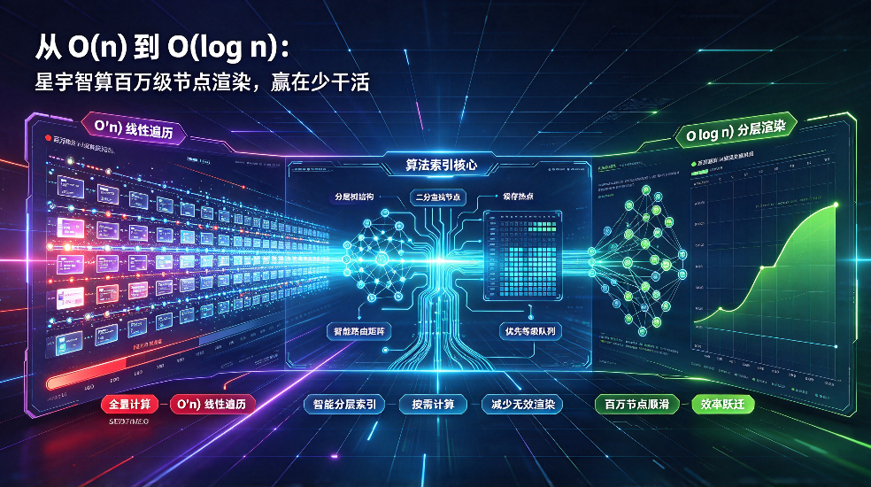 从 O(n) 到 O(log n)：星宇智算百万级节点渲染，赢在”少干活”