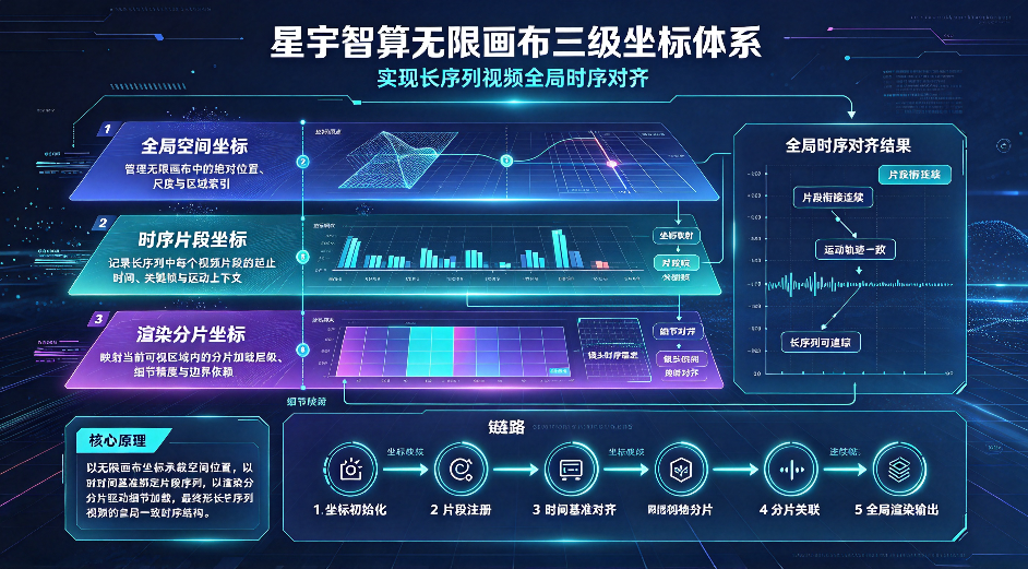 星宇智算无限画布三级坐标体系，实现长序列视频全局时序对齐