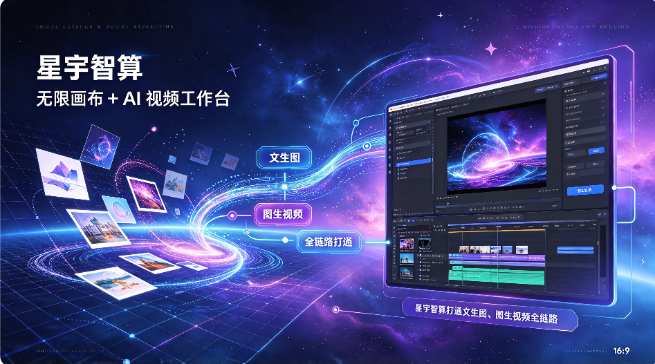 无限画布 + AI 视频工作台组合：星宇智算打通文生图、图生视频全链路