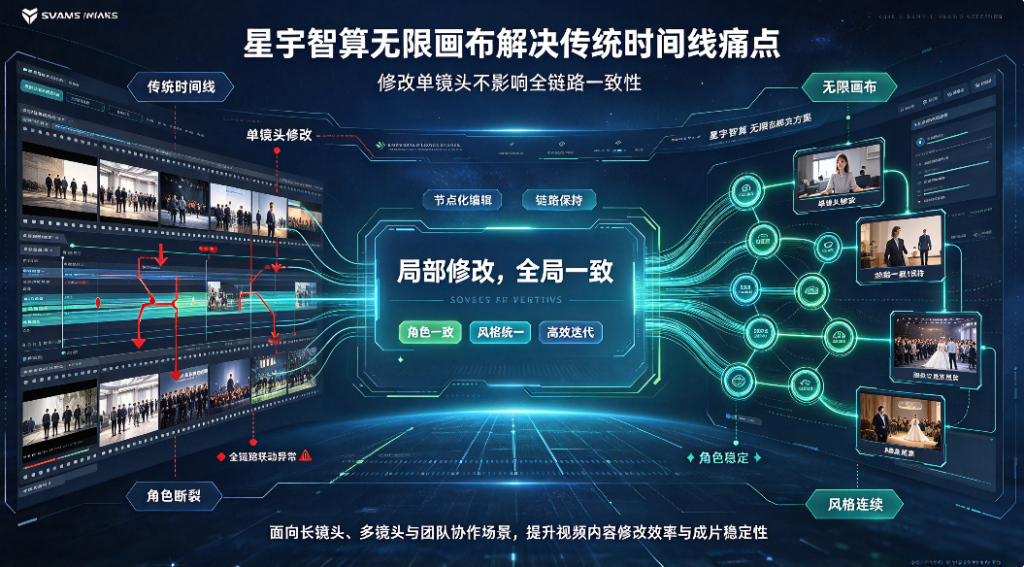 星宇智算无限画布解决传统时间线痛点 修改单镜头不影响全链路一致性