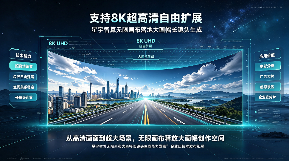 支持8K超高清自由扩展 星宇智算无限画布落地大画幅长镜头生成