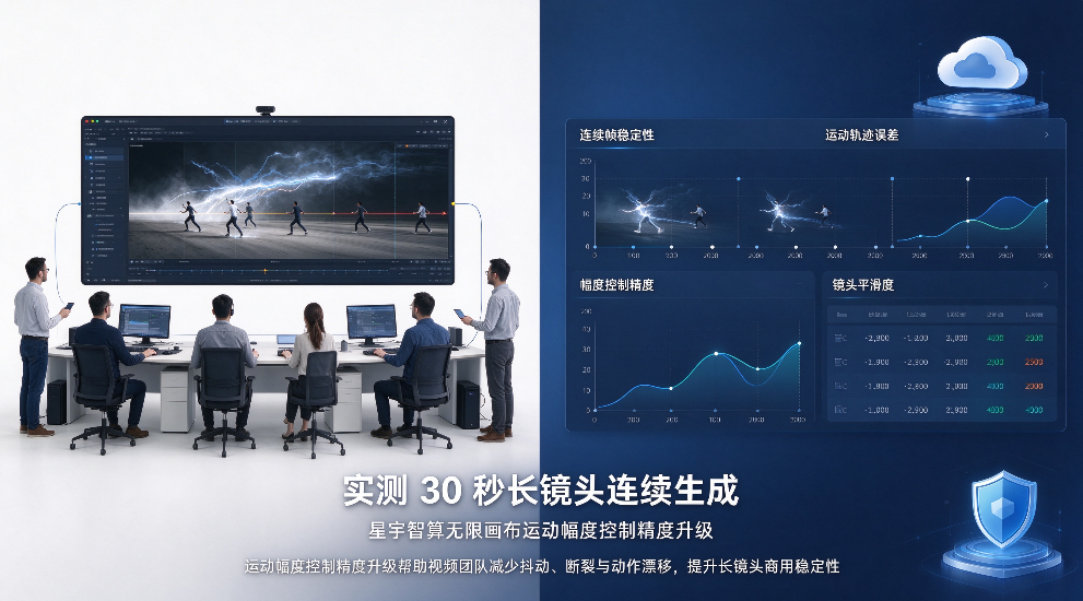 实测 30 秒长镜头连续生成 星宇智算无限画布运动幅度控制精度升级