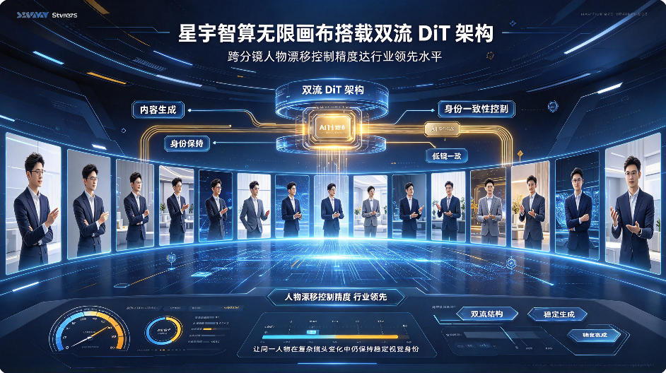星宇智算无限画布搭载双流 DiT 架构 跨分镜人物漂移控制精度达行业领先水平